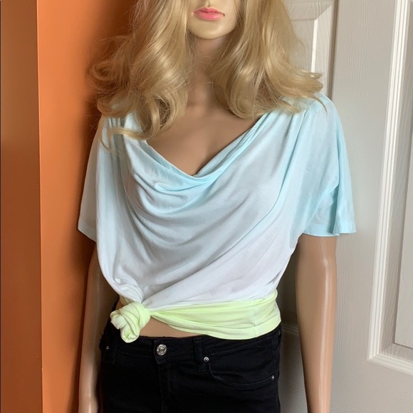 Ombré tie dyed Gap aqua yellow white tee size L - Picture 2 of 8